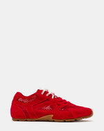 AZIEL Red Mesh Low-Top Lace-Up Women's Sneakers | Steve Madden