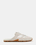 AZIEL MULE White Suede Low-Top Lace-Up Slip-On Women's Sneaker | Steve Madden