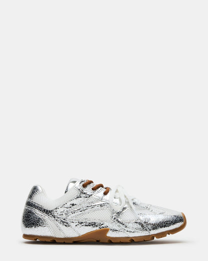 AZIEL Silver Low-Top Lace-Up Women's Sneakers | Steve Madden