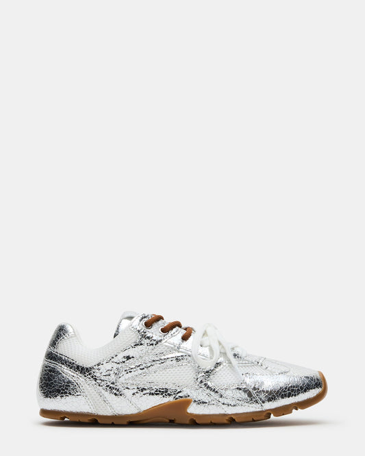 AZIEL Silver Low-Top Lace-Up Women's Sneakers | Steve Madden