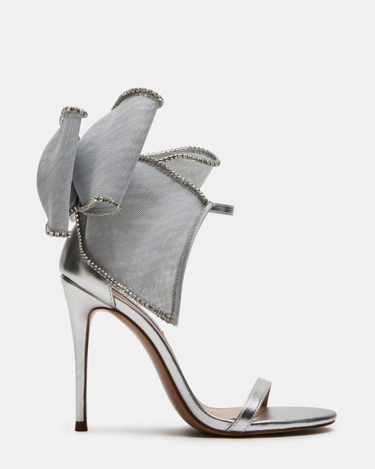 BENNI Silver Rhinestones Bow Stiletto Heel | Women's Heels | Steve Madden
