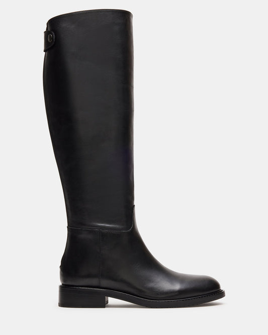 BEREN Black Leather Knee-High Women's Riding Boot | Steve Madden