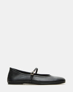 BESETTE Black Leather Mary Jane Ballet Women's Flat | Steve Madden