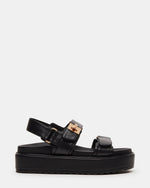 BIGMONA Black Leather Women's Platform Sandal | Steve Madden