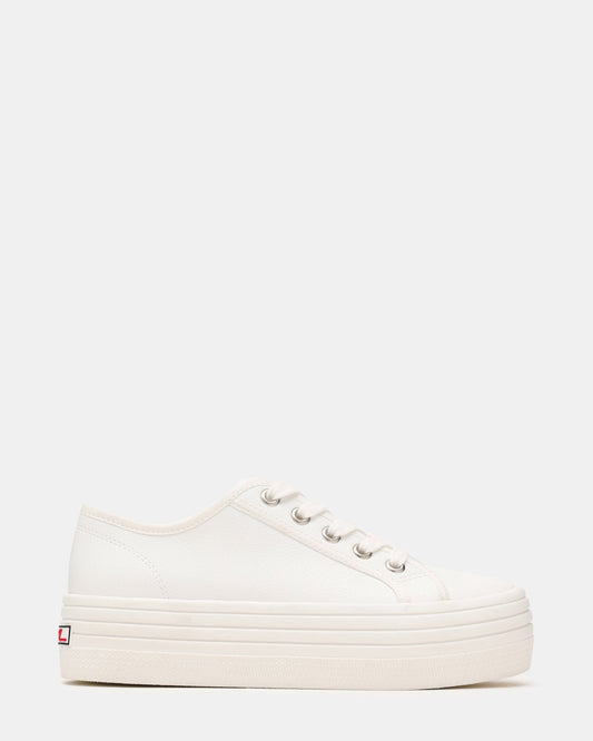 BOBBI White Low-Top Lace-Up Platform Women's Sneaker | Steve Madden
