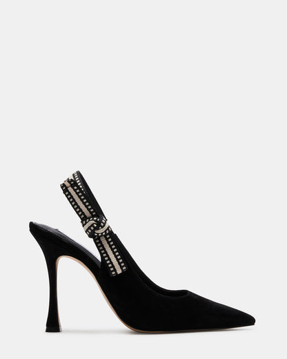 BRI Black Suede Slingback Pump Women's Heel | Steve Madden