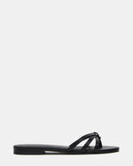 CALISSI Black Leather Strappy Slide Women's Sandal | Steve Madden