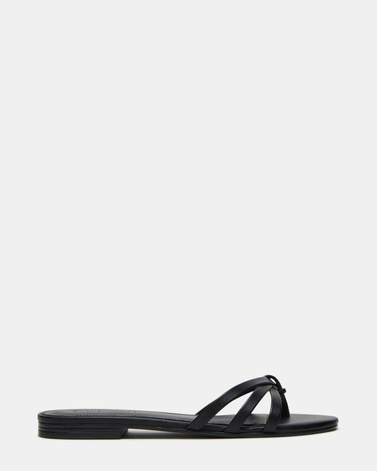 CALISSI Black Leather Strappy Slide Women's Sandal | Steve Madden