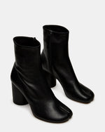 CARO Black Leather Tabi Split-Toe Block Heel Women's Ankle Boot | Steve Madden
