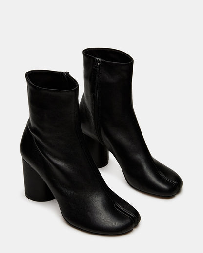 CARO Black Leather Tabi Split-Toe Block Heel Women's Ankle Boot | Steve Madden
