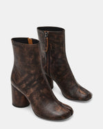 CARO Brown Distressed Tabi Split-Toe Block Heel Women's Ankle Boot | Steve Madden