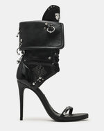 CASELLA Piercing Black Open-Toe Stiletto Lace-Up Women's Heel | Steve Madden