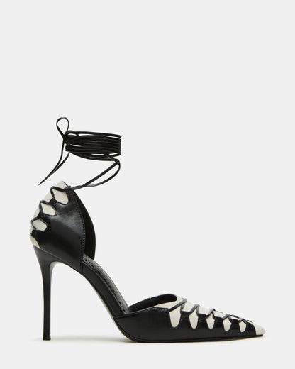 DANGER Black Multi Pointed-Toe Lace-Up Stiletto Pump Women's Heel | Steve Madden