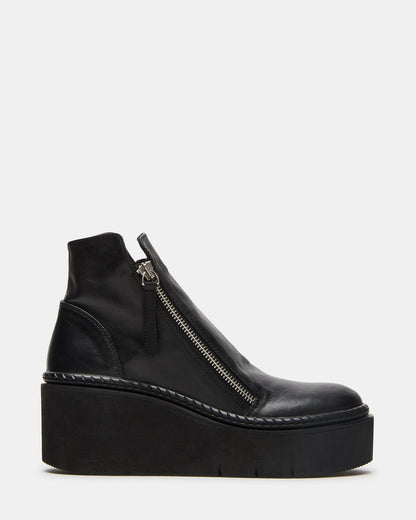 DRIFT Black Leather Platform Moto Women's Ankle Boot | Steve Madden