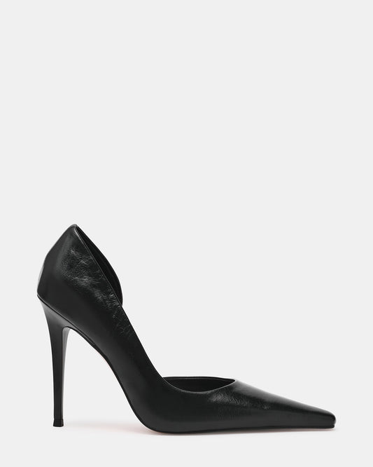 ELEGANT Black Leather Pointed-Toe Stiletto Pump Women's Heel | Steve Madden