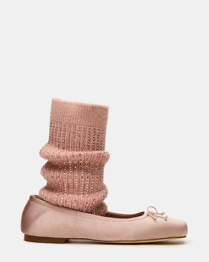 ELEVE Knit Pink Satin Ballet Square-Toe Women's Flat | Steve Madden