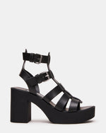 ESME Black Leather Fisherman Strappy Platform Women's Sandal | Steve Madden