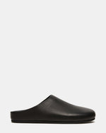 FERN Black Leather Mule Slip-On Round-Toe Women's Flat | Steve Madden