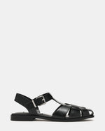 FISK Black Leather Caged Fisherman Women's Flat | Steve Madden