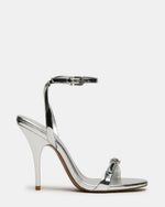 FOXX Silver Strappy Stiletto Open-Toe Women's Heel | Steve Madden