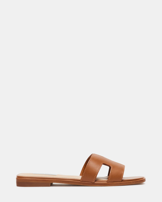 HADYN Cognac Leather Sandal | Women's Designer Sandals | Steve Madden