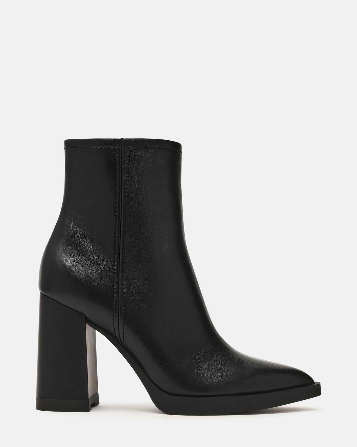 HARDEN Black Leather Women's Pointed-Toe Ankle Boot | Steve Madden