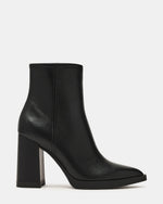 HARDEN Black Leather Women's Pointed-Toe Ankle Boot | Steve Madden
