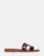 HIRA Burgundy Leather Slide Square-Toe Mule Women's Sandal | Steve Madden