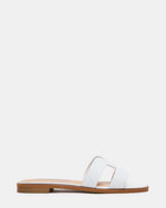 HIRA White Leather Slide Square-Toe Mule Women's Sandal | Steve Madden