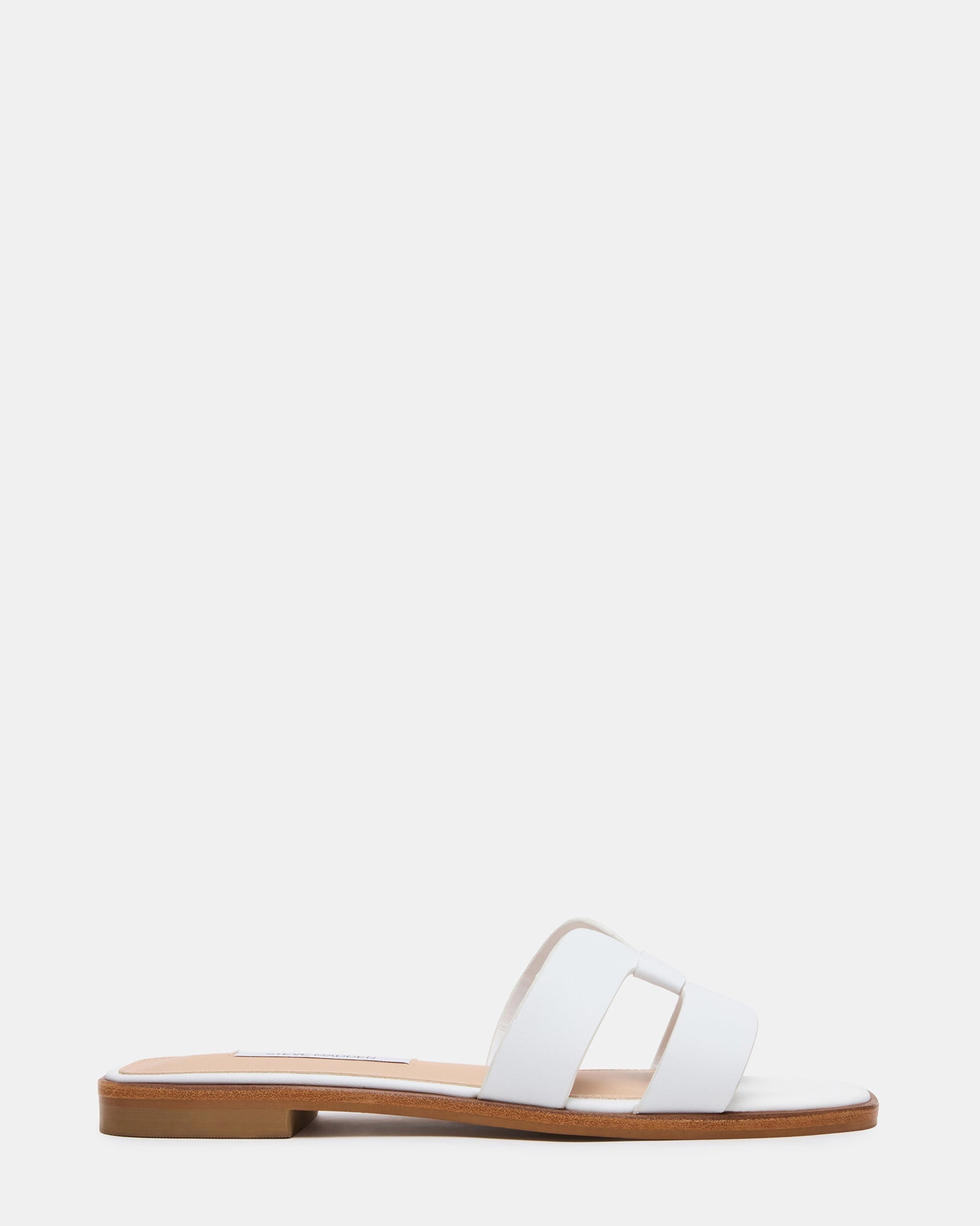 HIRA White Leather Slide Square-Toe Mule Women's Sandal | Steve Madden