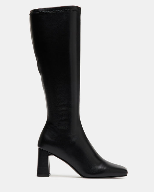 HOLLY Black Women's Knee-High Square-Toe Boot | Steve Madden
