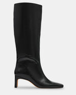 JENDI Black Leather Square-Toe Knee-High Women's Boot | Steve Madden