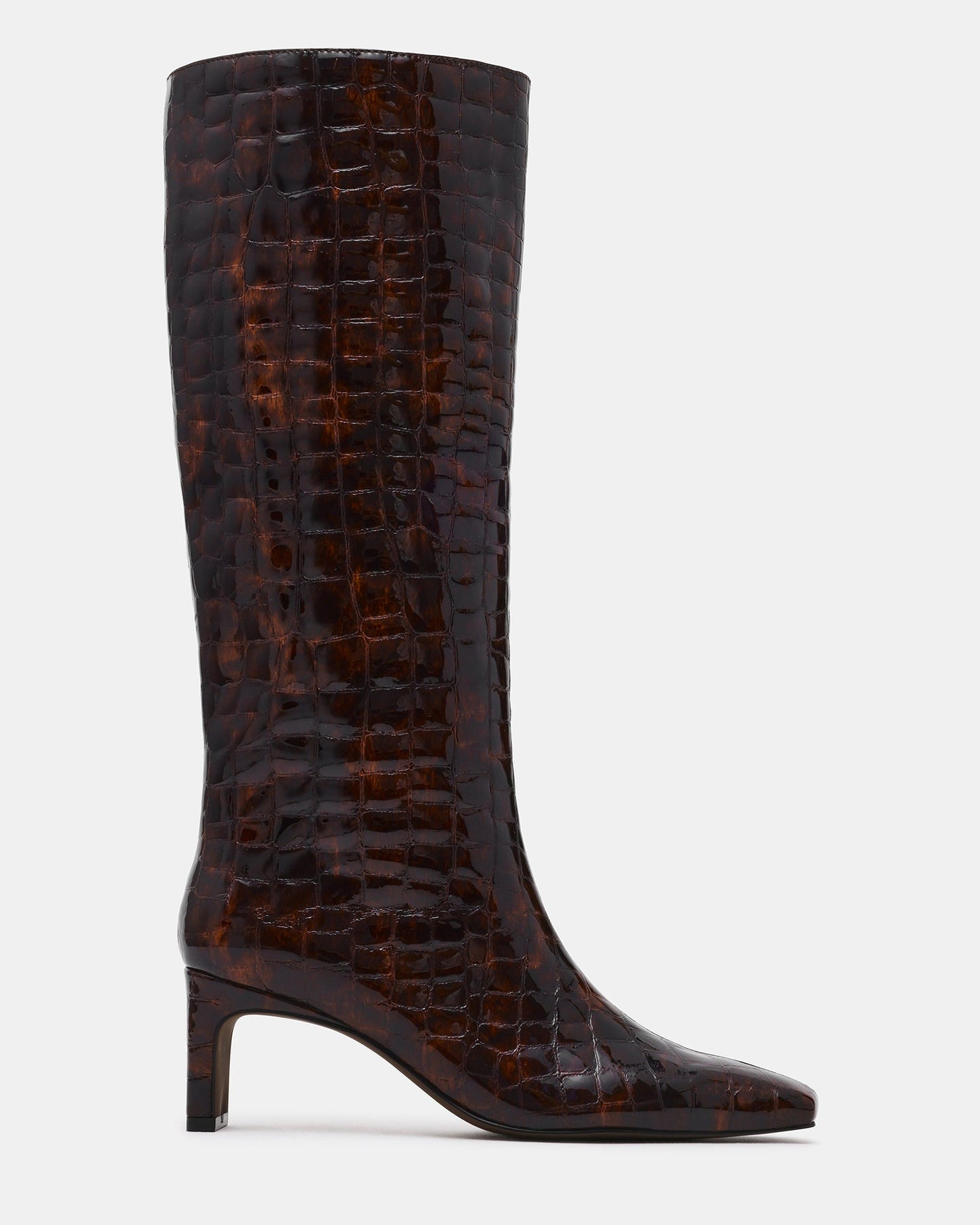 JENDI Tortoise Crocodile Square-Toe Knee-High Women's Boot | Steve Madden