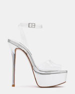 JEZZICA Clear Platform Stiletto Ankle Strap Women's Heel | Steve Madden