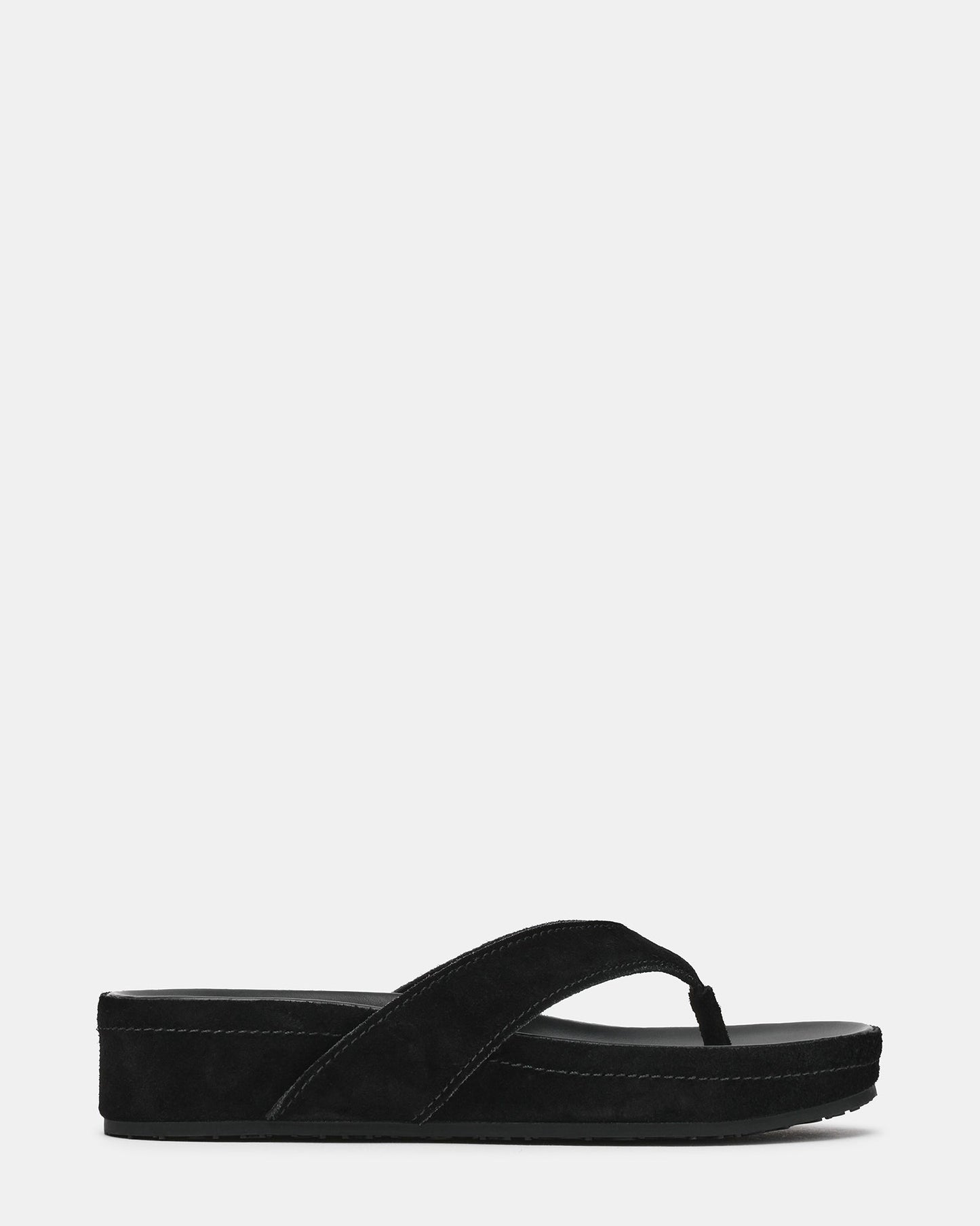 JOYA Black Suede Thong Footbed Platform Women's Sandal | Steve Madden