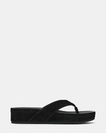 JOYA Black Suede Thong Footbed Platform Women's Sandal | Steve Madden