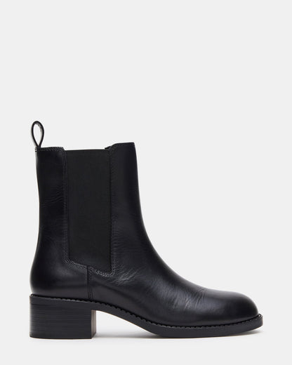 KAPLAN Black Leather Chelsea Block Heel Women's Ankle Boot | Steve Madden