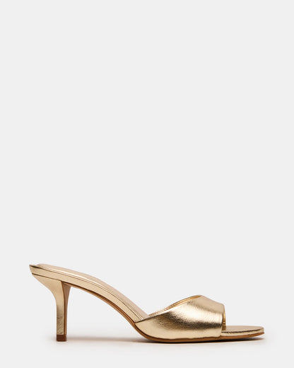 KENDRIX Gold Leather Mule Stiletto Women's Heel | Steve Madden