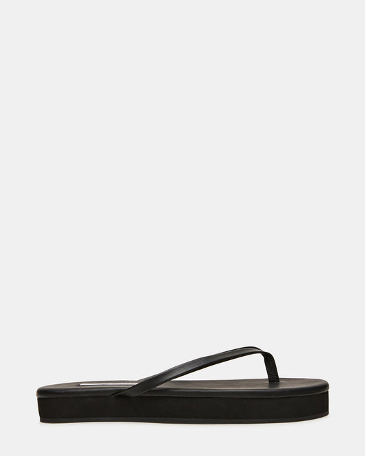 KIORA Black Leather Platform Thong Women's Sandal | Steve Madden