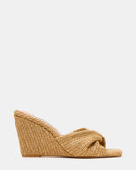 LAELIA Natural Raffia Mule Wedge Square-Toe Women's Sandal | Steve Madden