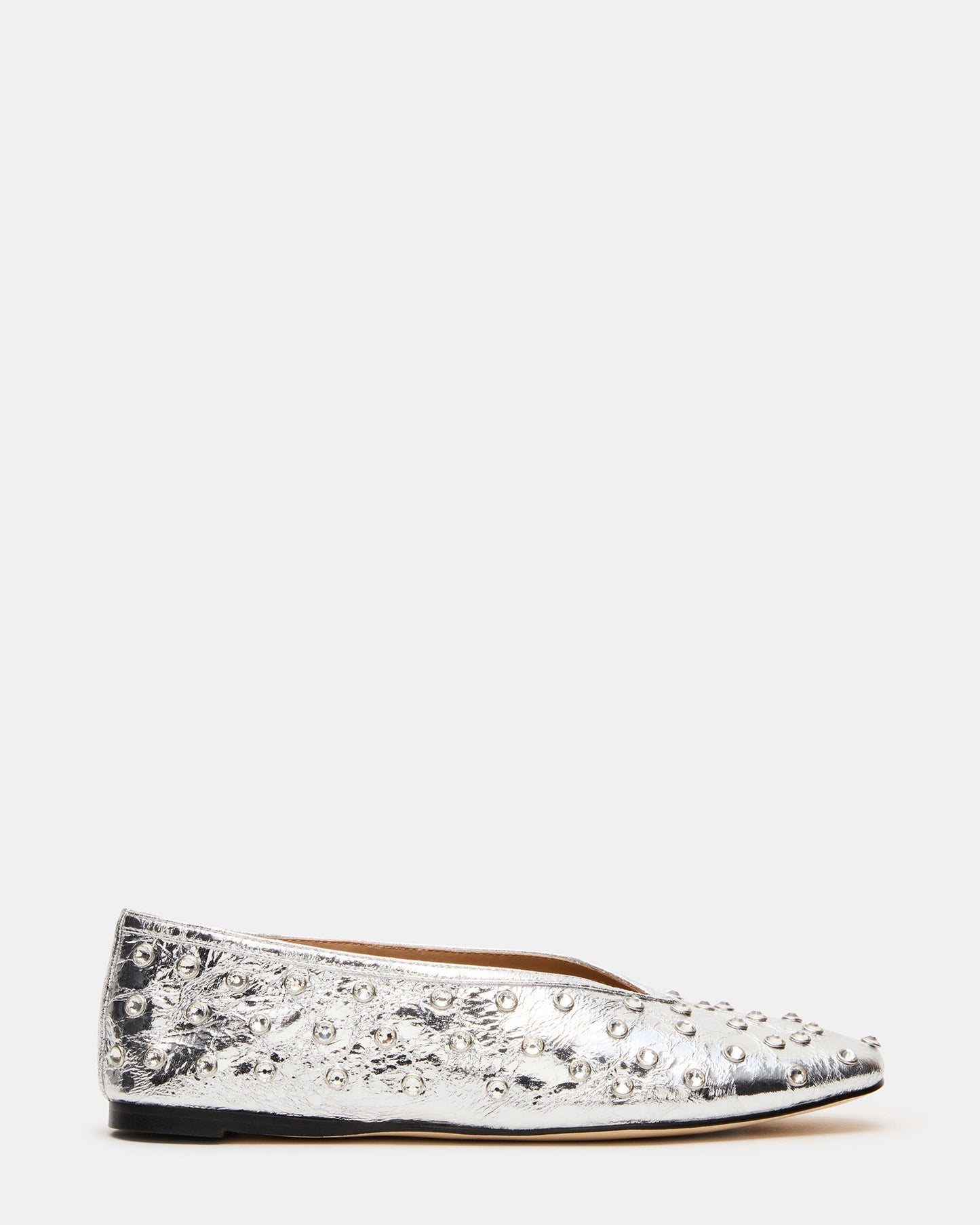 LENI Silver Rhinestones Square-Toe Ballet Women's Flat | Steve Madden