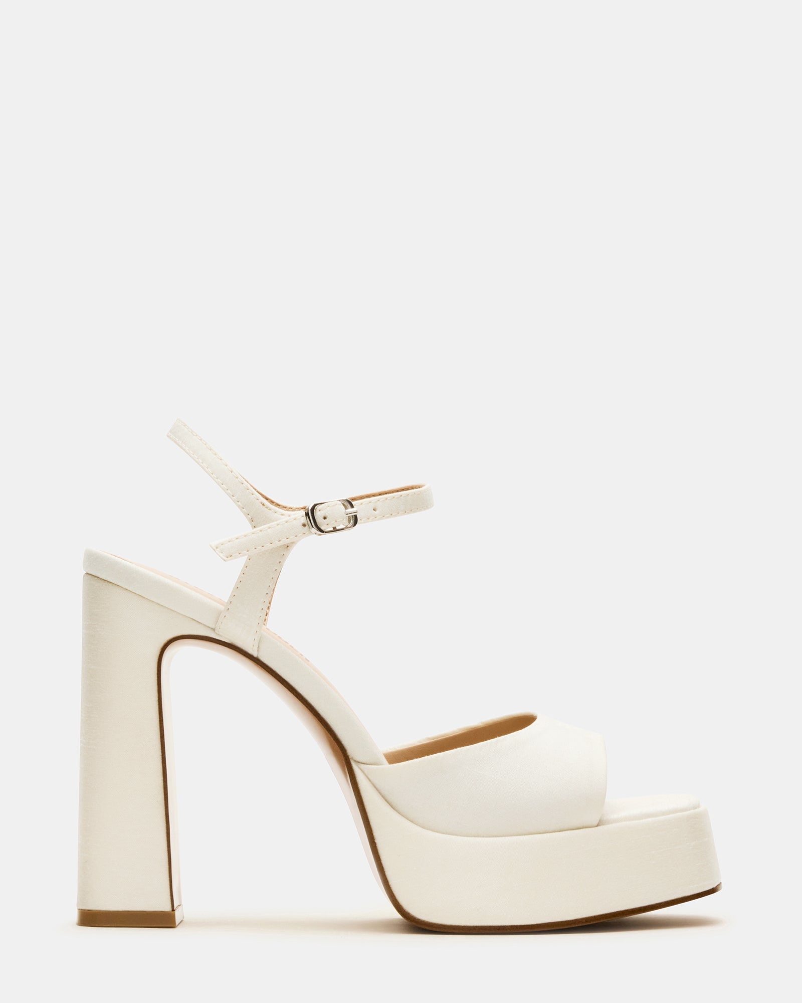LINADRA Ivory Satin Women's Platform Square-Toe Strappy Heel | Steve Madden