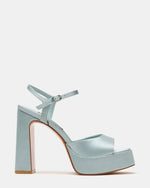 LIANDRA Teal Satin Square-Toe Platform Women's Heel | Steve Madden