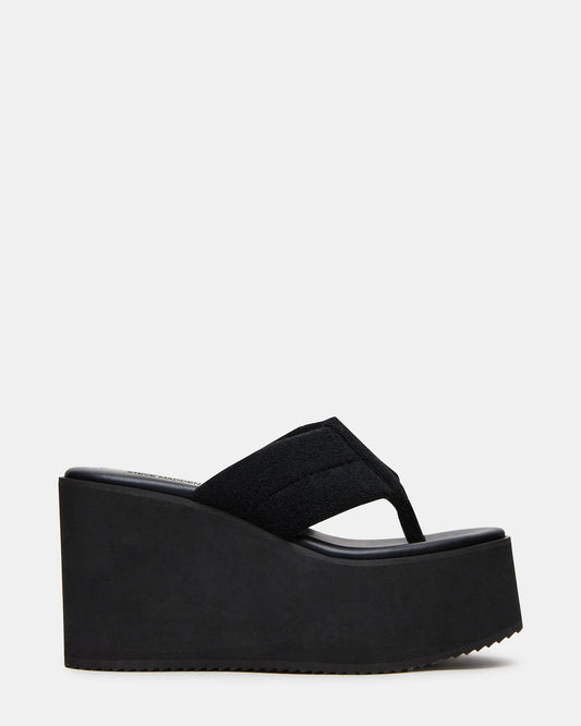 LIDA Black Thong Wedge Women's Platform Sandal | Steve Madden