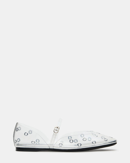 LUNETH Clear Mary Jane Ballet Eyelet Detail Women's Flat | Steve Madden