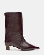LYTTON Burgundy Patent Pointed-Toe Kitten Heel Women's Ankle Boot | Steve Madden