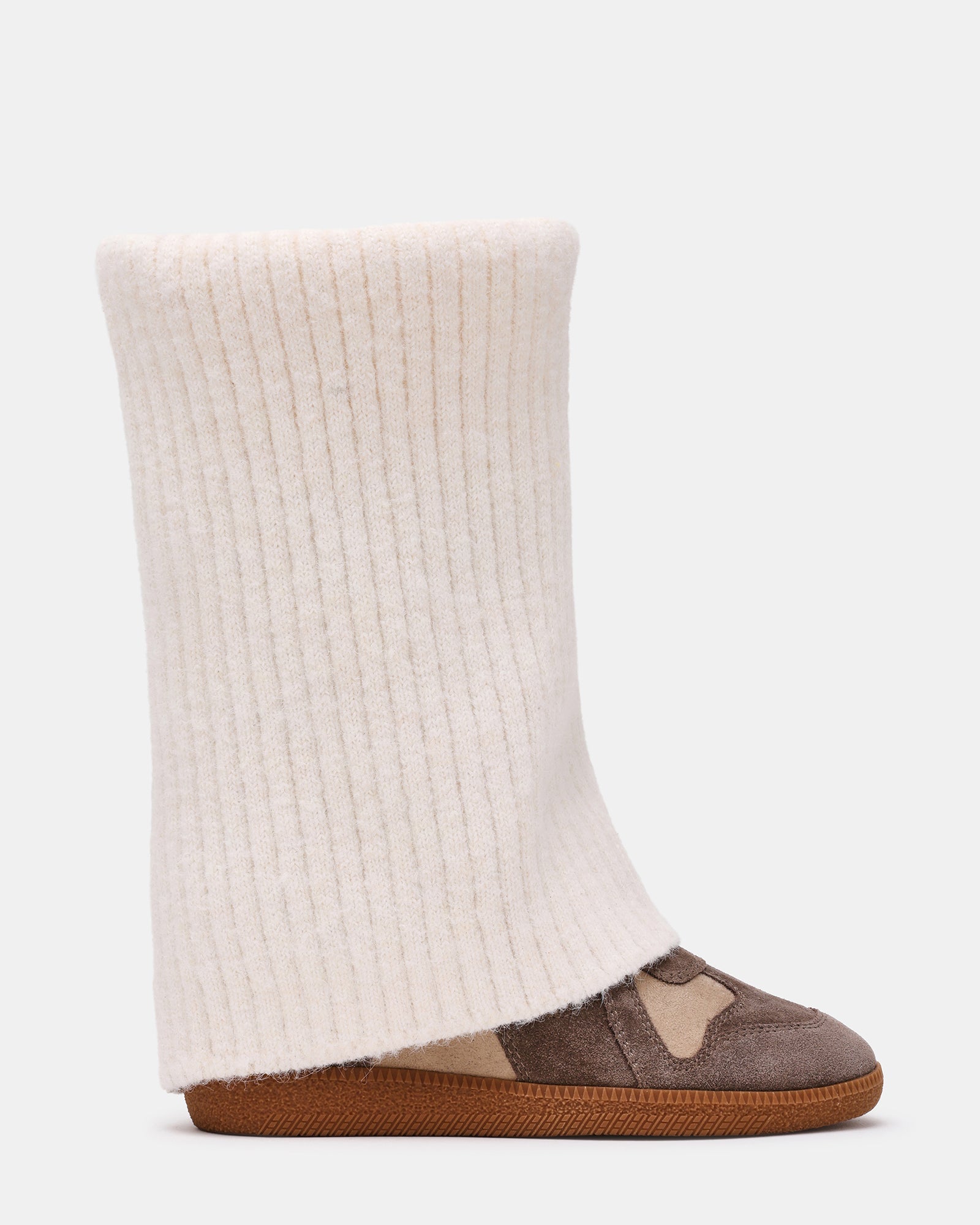 MAVIS Knit Taupe Suede High-Top Velcro Women's Sneaker | Steve Madden
