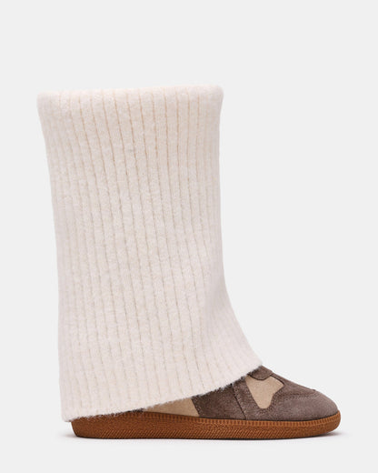 MAVIS Knit Taupe Suede High-Top Velcro Women's Sneaker | Steve Madden