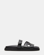 MAYVEN Black Leather Flatform Slide Women's Sandal | Steve Madden