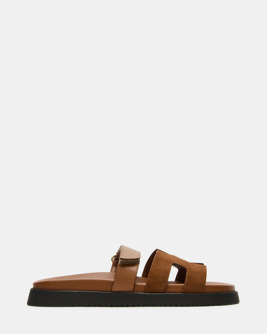 MAYVEN Camel Suede Flatform Slide Women's Sandal | Steve Madden